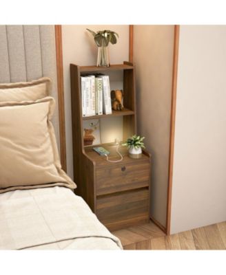 Storage Cabinet with Night Light Bookshelf