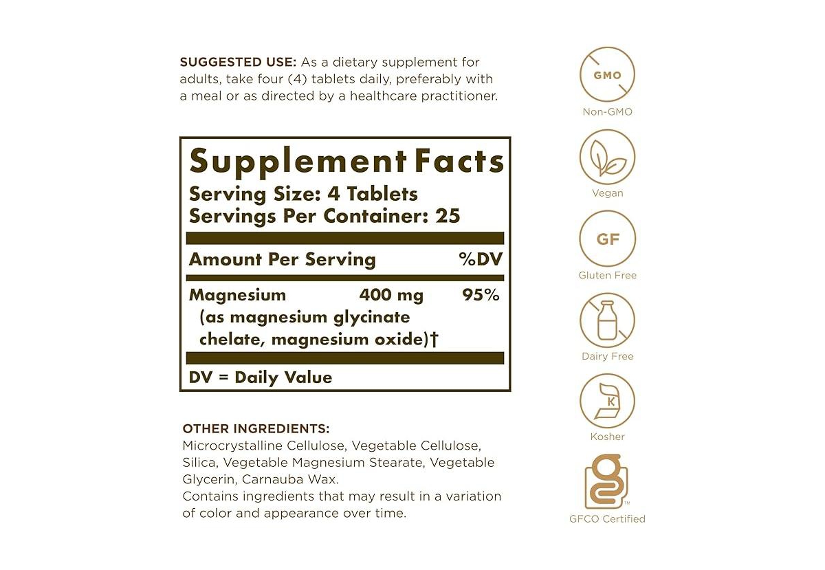 Solgar Chelated Magnesium ,100 Tabs