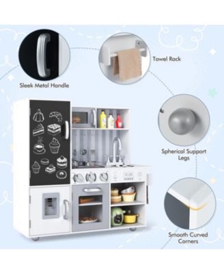 Play Kitchen Toy Set w/ Chalkboard Oven Sink Faucet Stove Water Dispenser