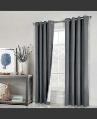 Ventura Blackout UV Protection Grommet Curtain Panel Pair for Windows Each 52" x 84" Dark Grey