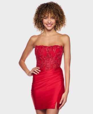 Juniors' Corset Top Strapless Midi Dress