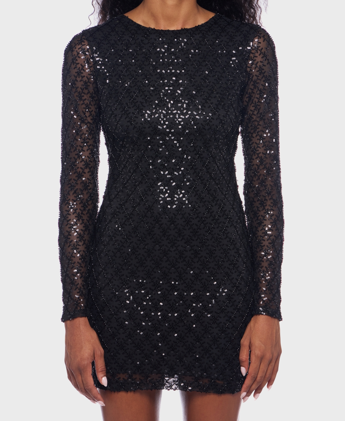 Alex & Sophia Juniors' Long-Sleeve Round Neck Dress