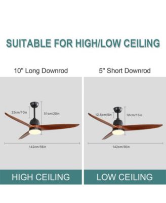56-inch Modern 3 Solid Wood Blade Tri Color Dimming Light Six Speed Remote Control and Forward Reverse Function Ceiling Fan