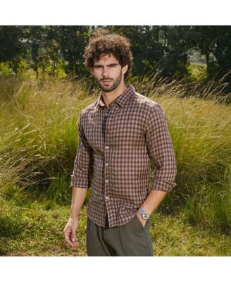 Men's Mocha Brown Bi-Check Shirt