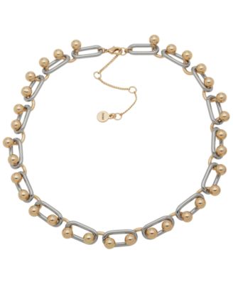 DKNY - Two-Tone Ball Link Chain Frontal Necklace