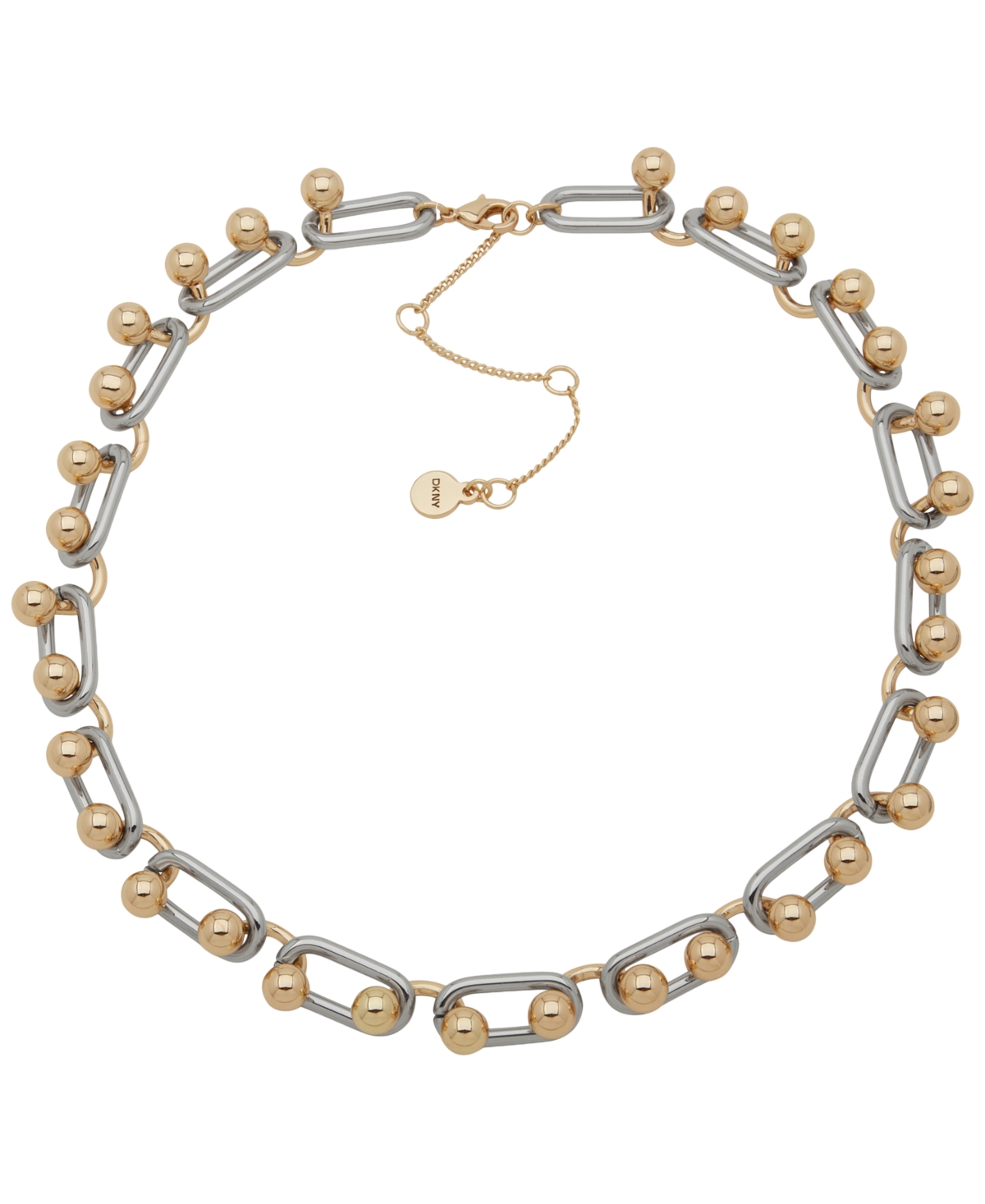 Dkny Two-tone Ball Link Chain Frontal Necklace In Gold