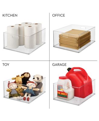 Plastic Pantry Storage Bin with Handles - Set of 3 - Clear