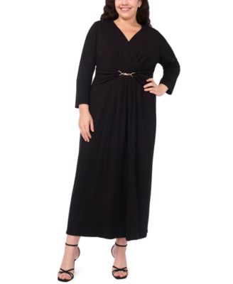 MSK - Plus Size Surplice Belted Maxi Dress