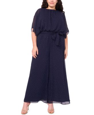 MSK - Plus Size Rhinestone Overlay Boat Neck Jumpsuit