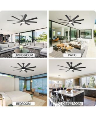 66-inch Modern Sand Nickel 8-blade Ceiling Fan with Intelligent Remote Control and APP Timing Function for Various Indoor Layouts