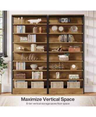 71" Tall Kitchen Pantry, 8-Tier Industrial Storage Etagere with Solid Back, Freestanding Pantry Organizer with Metal Frame