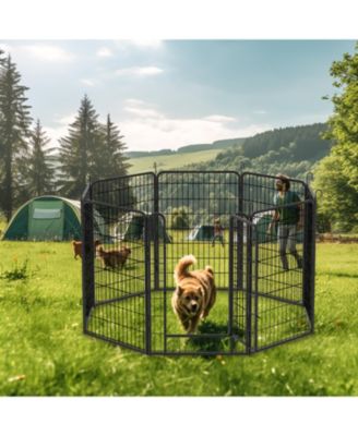 39.37 in. H Dog Fence Pet Exercise Pen for Outdoor Indoor and 8 Panels Heavy Duty Metal Playpen with door