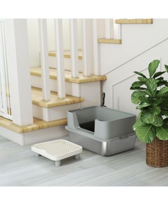 Stainless Steel Litter Box, High Sided Cat Litter Box with Scoop