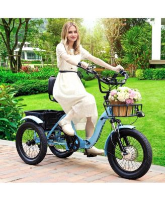 Electric Tricycle E-Trike with 525W Peak Motor, 7-Speed Gearing & 27-Mile Range for Heavy-Duty Cargo Transport