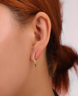 Yellow Topaz Crystal Post Stud 12Mm Crystal Post Hoop 3Pair Ear Set