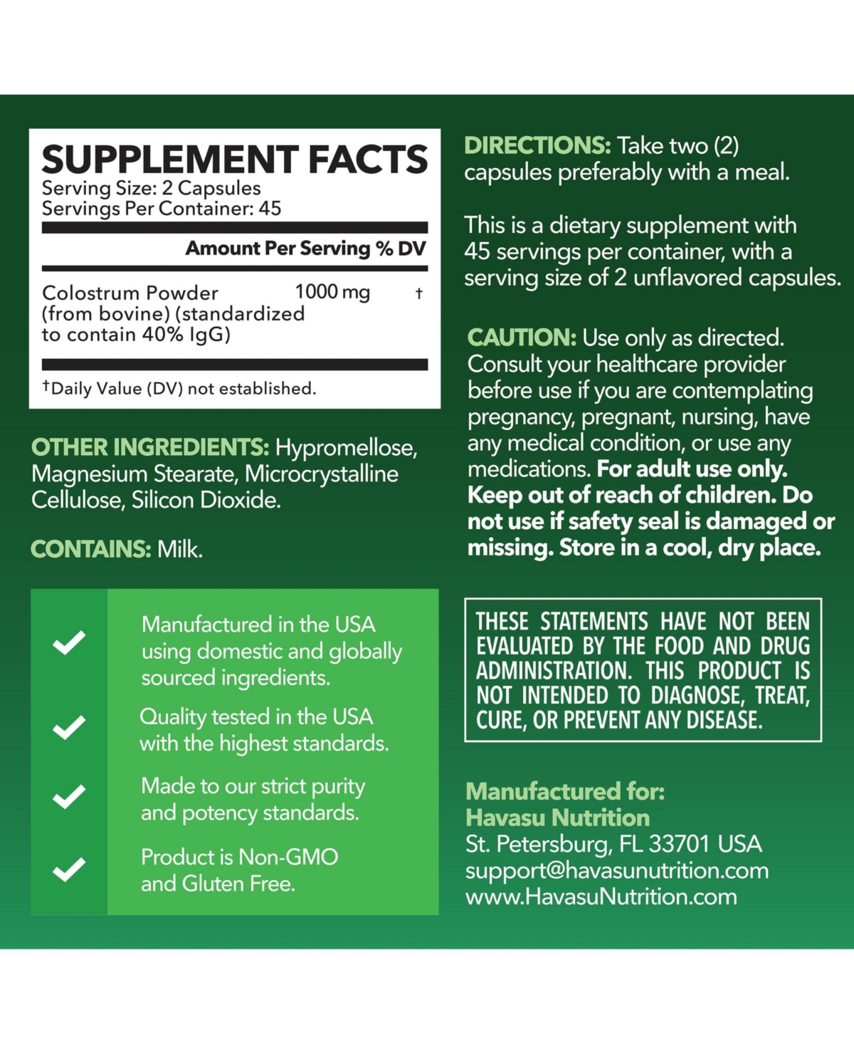 Colostrum 40% IgG, 90ct