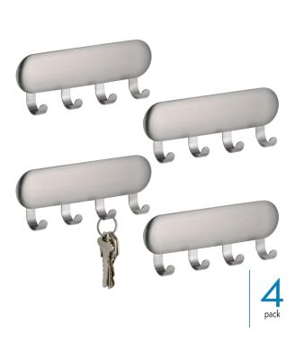 Self-Adhesive Key Rack with 4 Hooks - Set of 4 - Brushed