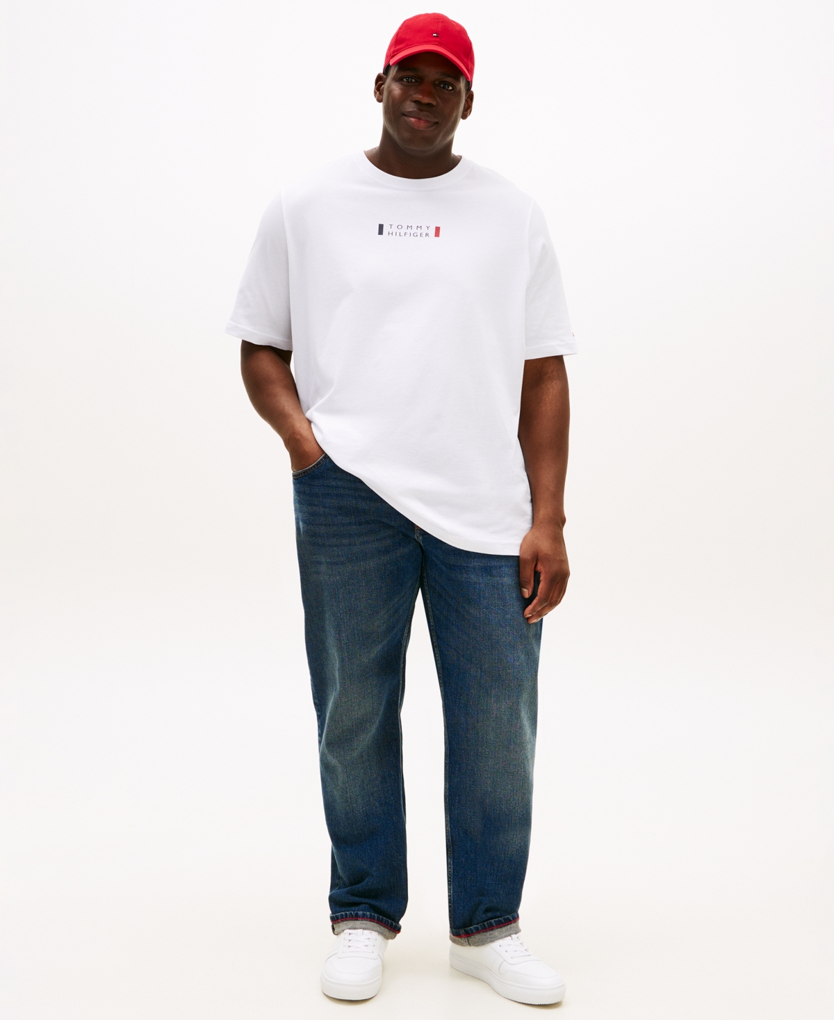 Tommy Hilfiger Men's Big & Tall Small Center Logo T-shirt In White