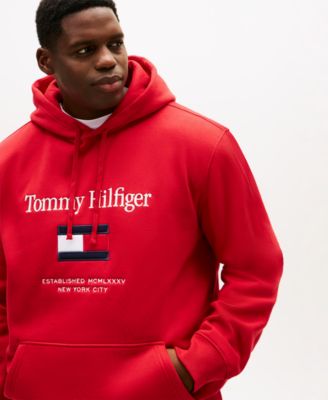 Men's Big & Tall Embroidered Flag Hooded Sweatshirt