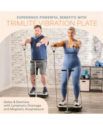 TrimLite Vibration Plate Exercise Machine with Handlebars – Whole Body Vibration Platform for Lymphatic Drainage, Weight Loss & Home Fitness