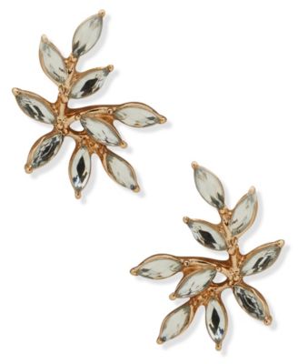 lonna & lilly - Gold-Tone Crystal Leaf Stud Earrings