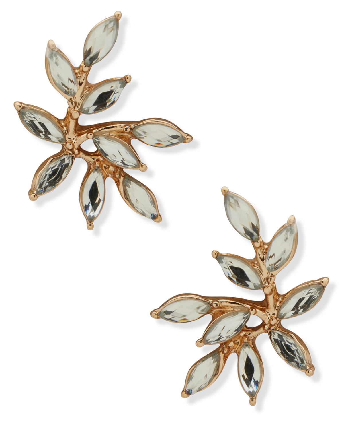 lonna & lilly Gold-Tone Crystal Leaf Stud Earrings