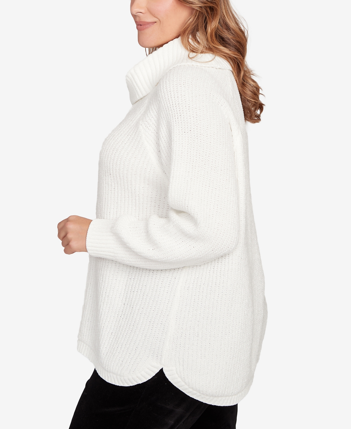 Hearts Of Palm Plus Size Solid Long Sleeve Chenille Knit Cable Pullover Sweater