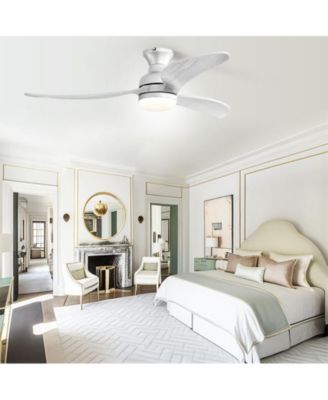 52-inch Modern Classic Silver 3-Blade Flush Mount with Intelligent Remote Control and Light