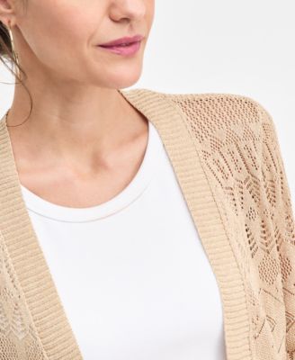 Women's Pointelle Open-Front Cardigan, Macy's Exclusive