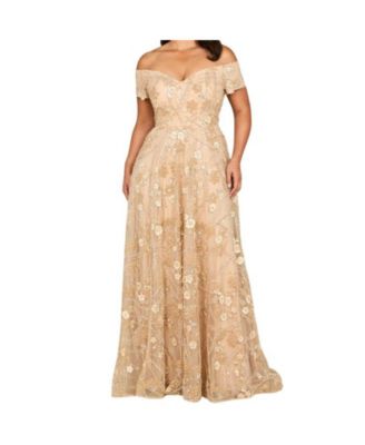 Women's Off Shoulder A-Line Floral Gown