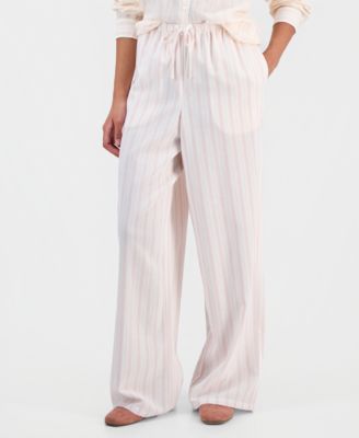 Juniors' Wide-Leg Linen-Blend Pants