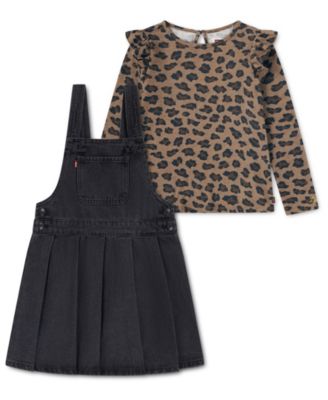 Girls' 4-6X Leopard-Printed Top and Skirtall, 2-Piece Set