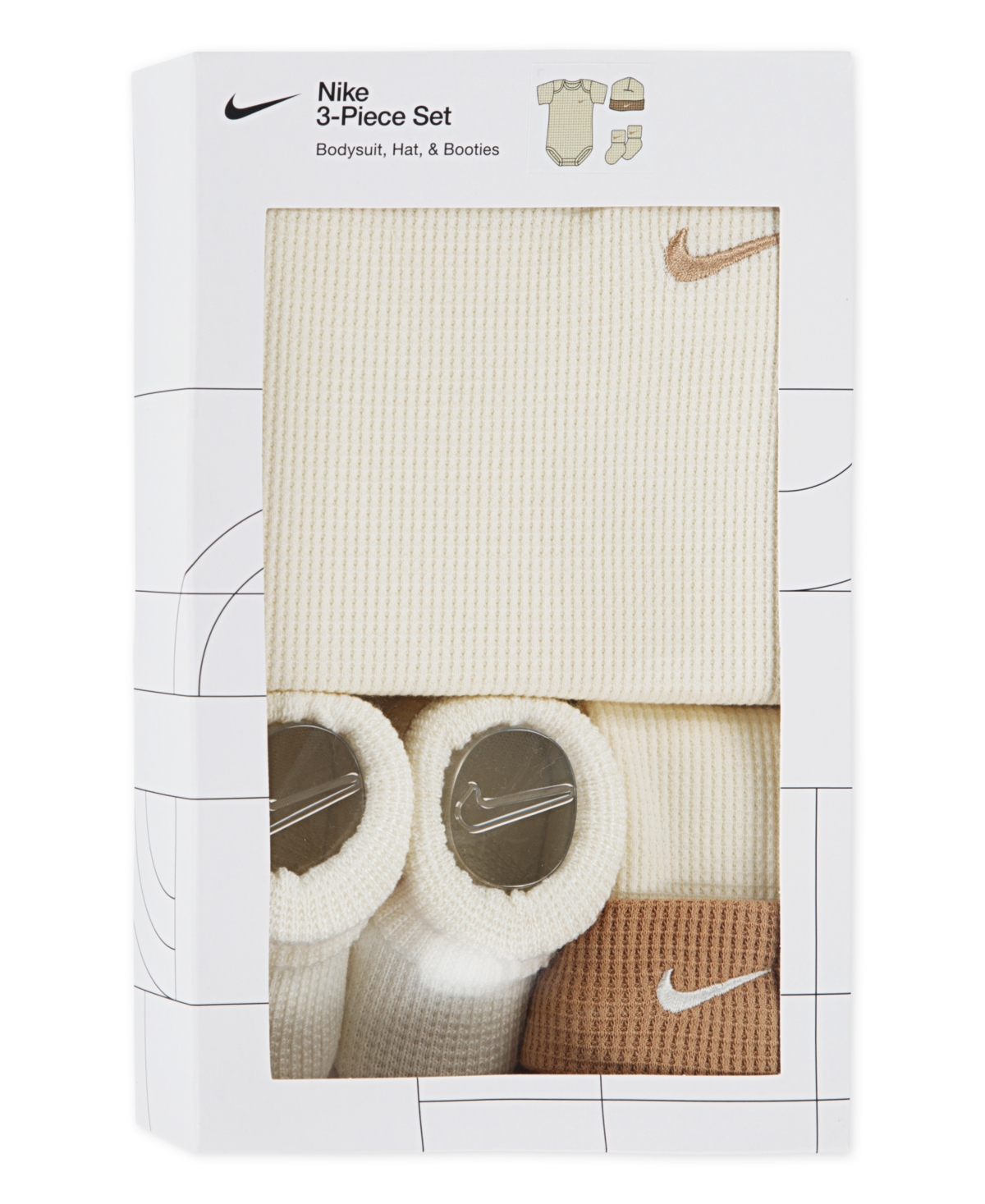 Nike Baby Boys Or Girls 3-piece Short-sleeve Bodysuit, Booties And Hat Set In White