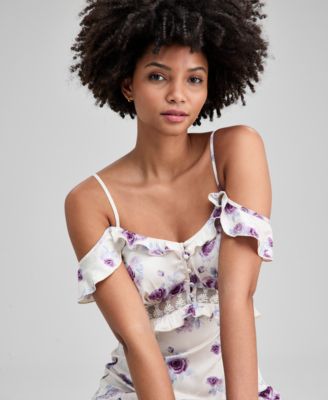 Petite Lace Inset Ruffle Slip Dress, Macy's Exclusive