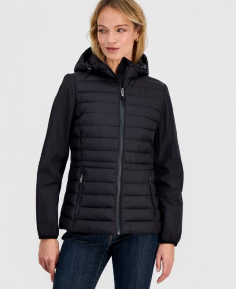 Женское пальто Calvin Klein Mixed-Media Packable, цвет: Чёрный