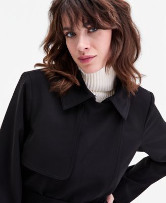 Women's Short Belted Crepe Trench Coat