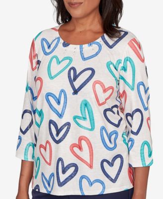 Women's Saratoga Springs Tossed Heart Pattern Knit Top