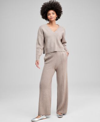 Women's Drop-Shoulder V-Neck Sweater, Macy's Exclusive