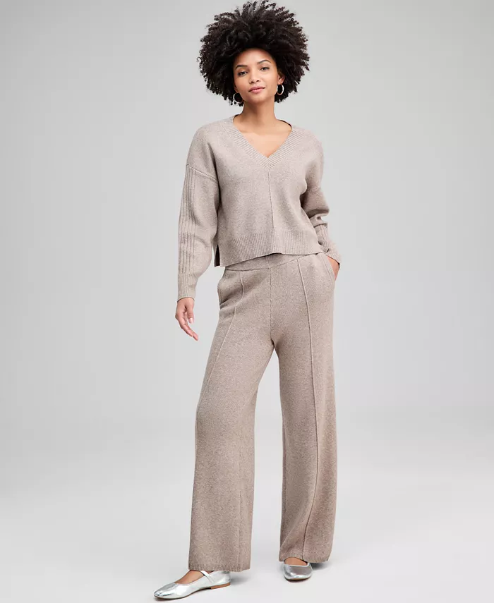 Women's Drop-Shoulder V-Neck Sweater - thumbnail 5