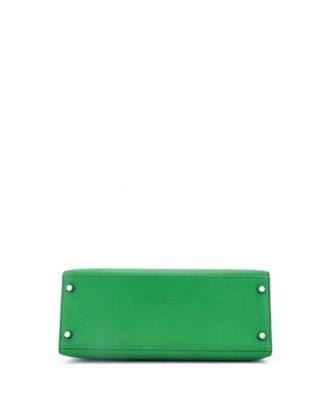 Kelly 28 Handbag Green Epsom with Palladium Hardware