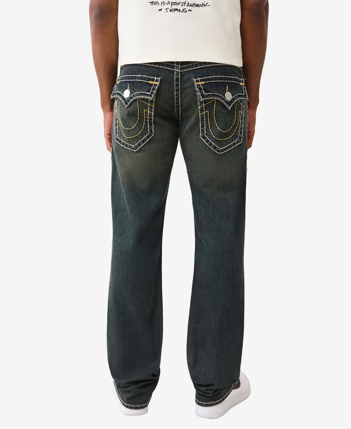 Мужские джинсы True Religion Ricky Super T-stitching, цвет: Тёмная варка — фото 1