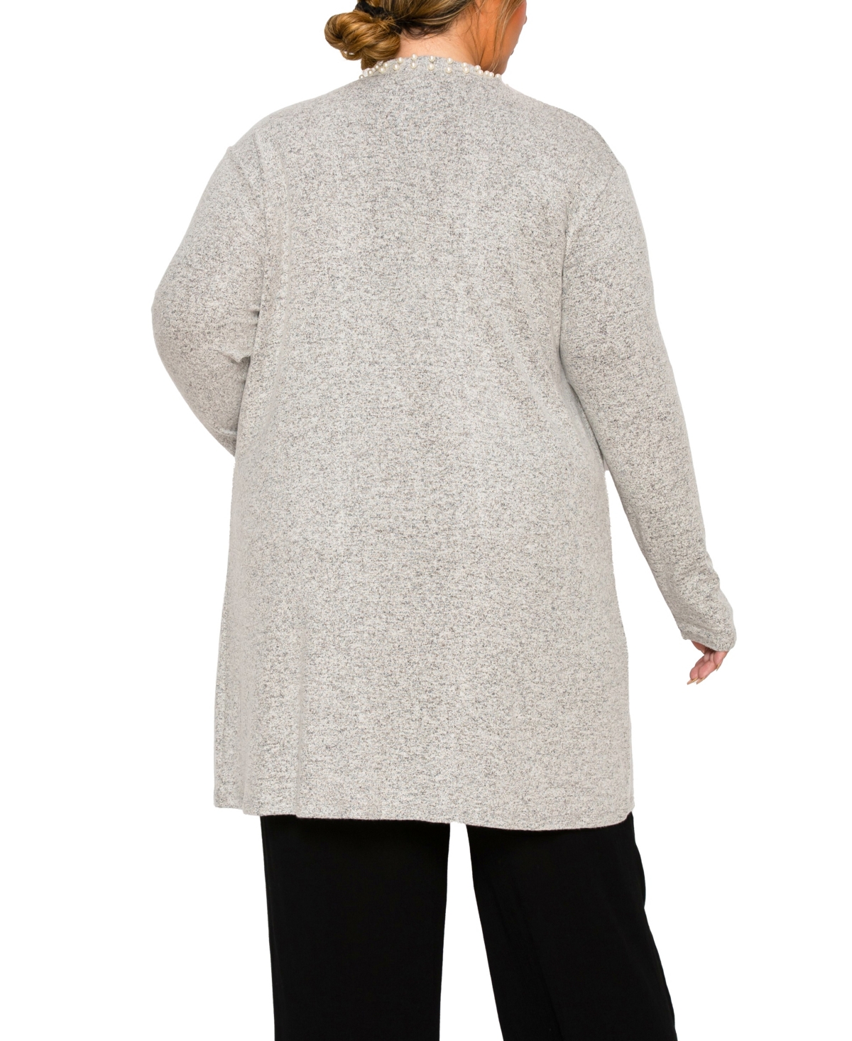 Coin 1804 Plus Cozy Pocket Cardigan Sweater with Cultivated Pearls