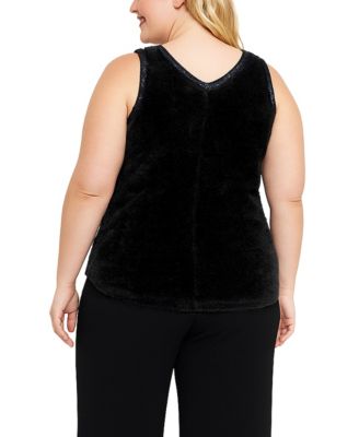 Plus Size Cozy Rib Sequin Trim V Neck Tank Top