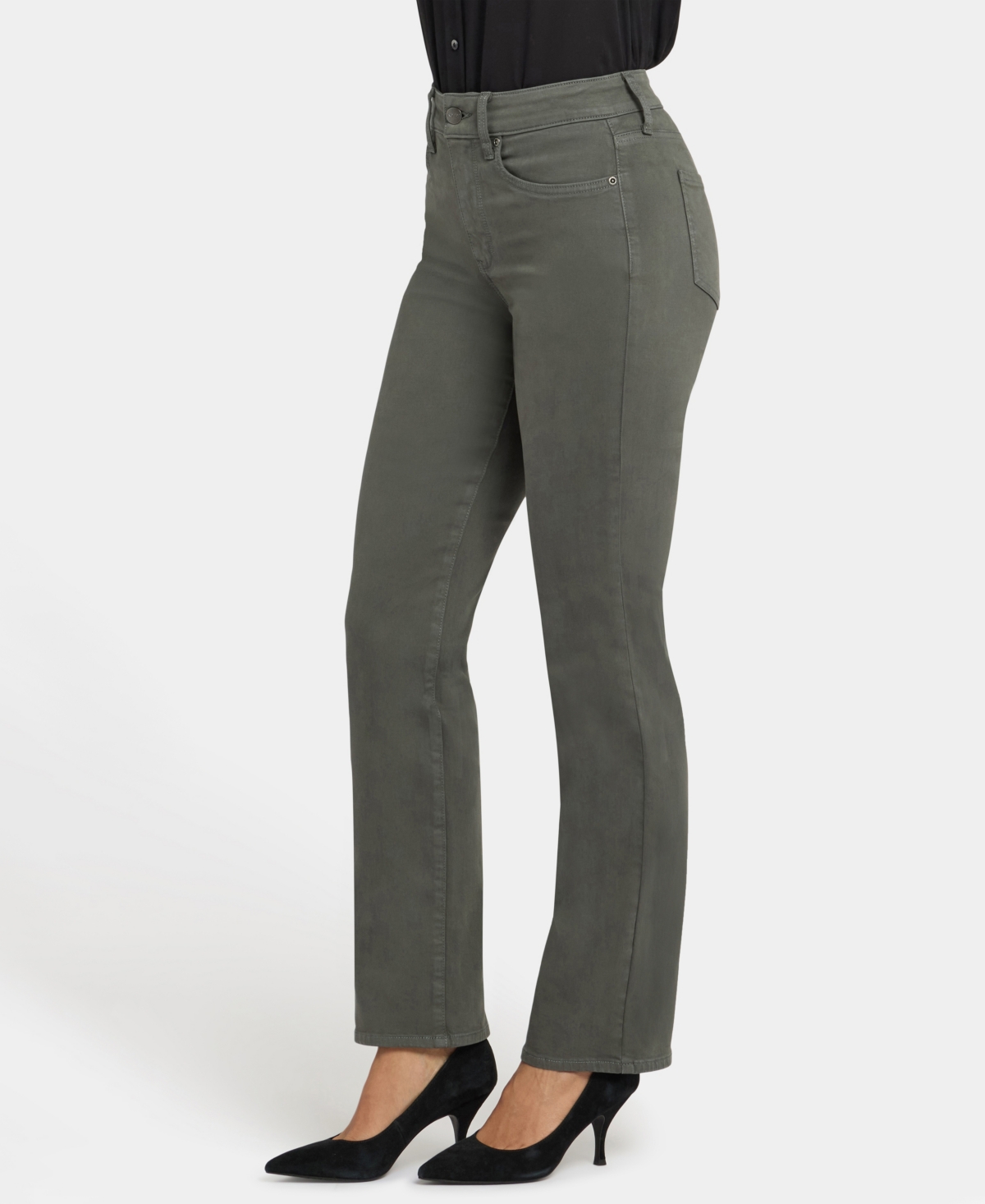 Nydj Petite High Rise Marilyn Straight Jeans In Green