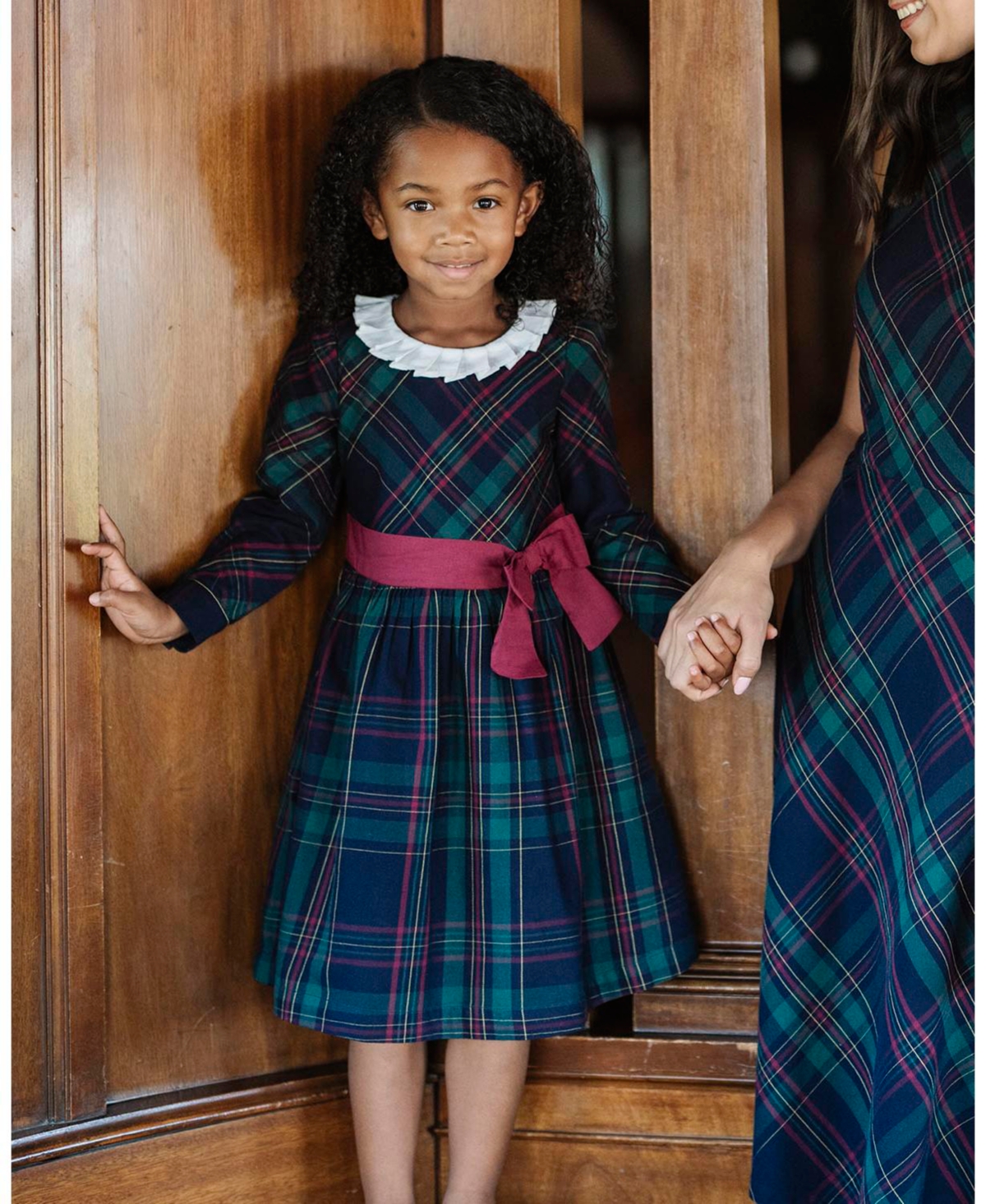 Hope & Henry Little and Big Girls' Organic Pleated Collar Dress with Sash