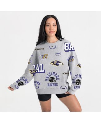 Women's Heather Gray Baltimore Ravens Always On Repeat Fleece Sweatshirt