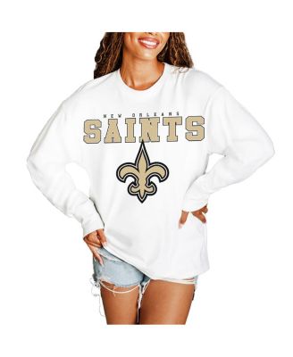 Women's White New Orleans Saints Big Goals Oversized Long Sleeve T-Shirt