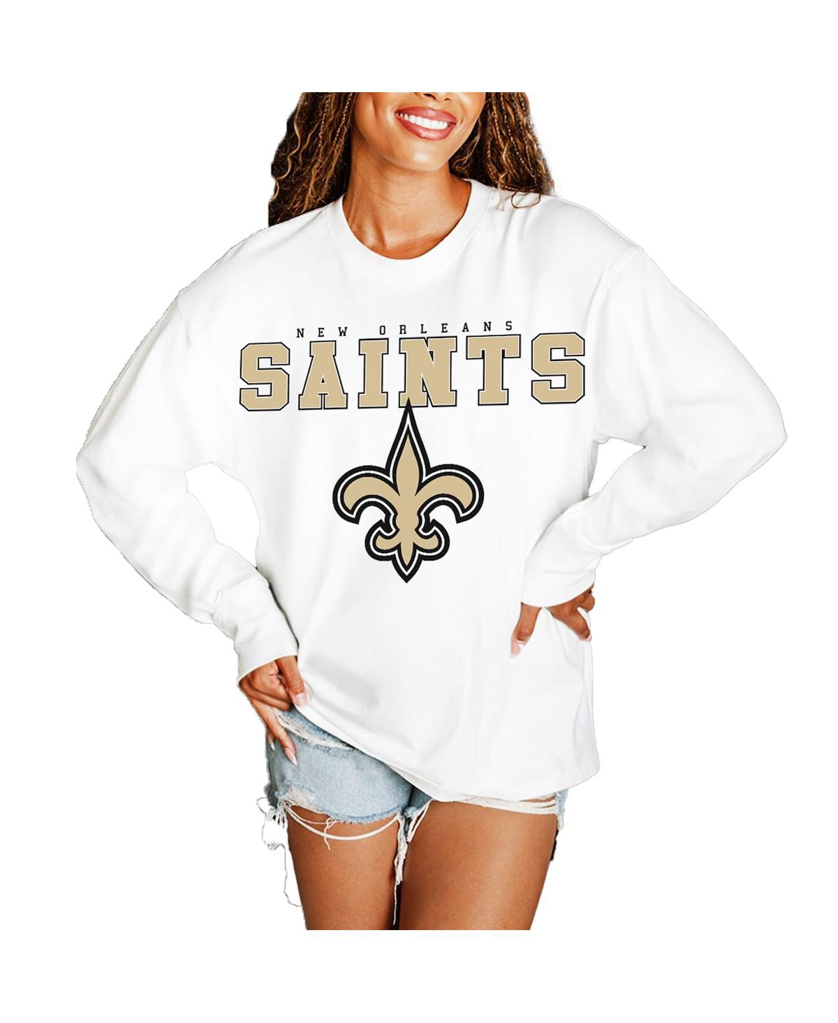 Gameday Couture Women's White New Orleans Saints Big Goals Oversized Long Sleeve T-Shirt - White