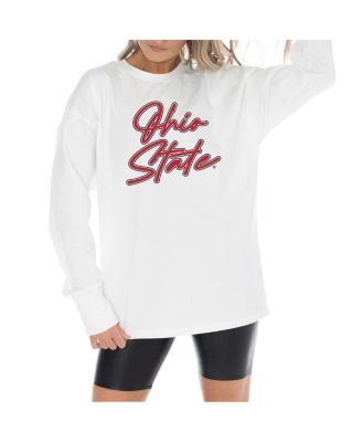 Women's White Ohio State Buckeyes Midweight Oversized Long Sleeve T-Shirt