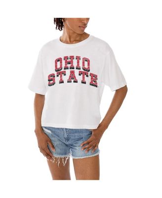 Women's White Ohio State Buckeyes Claim To Fame Boxy Cropped T-Shirt